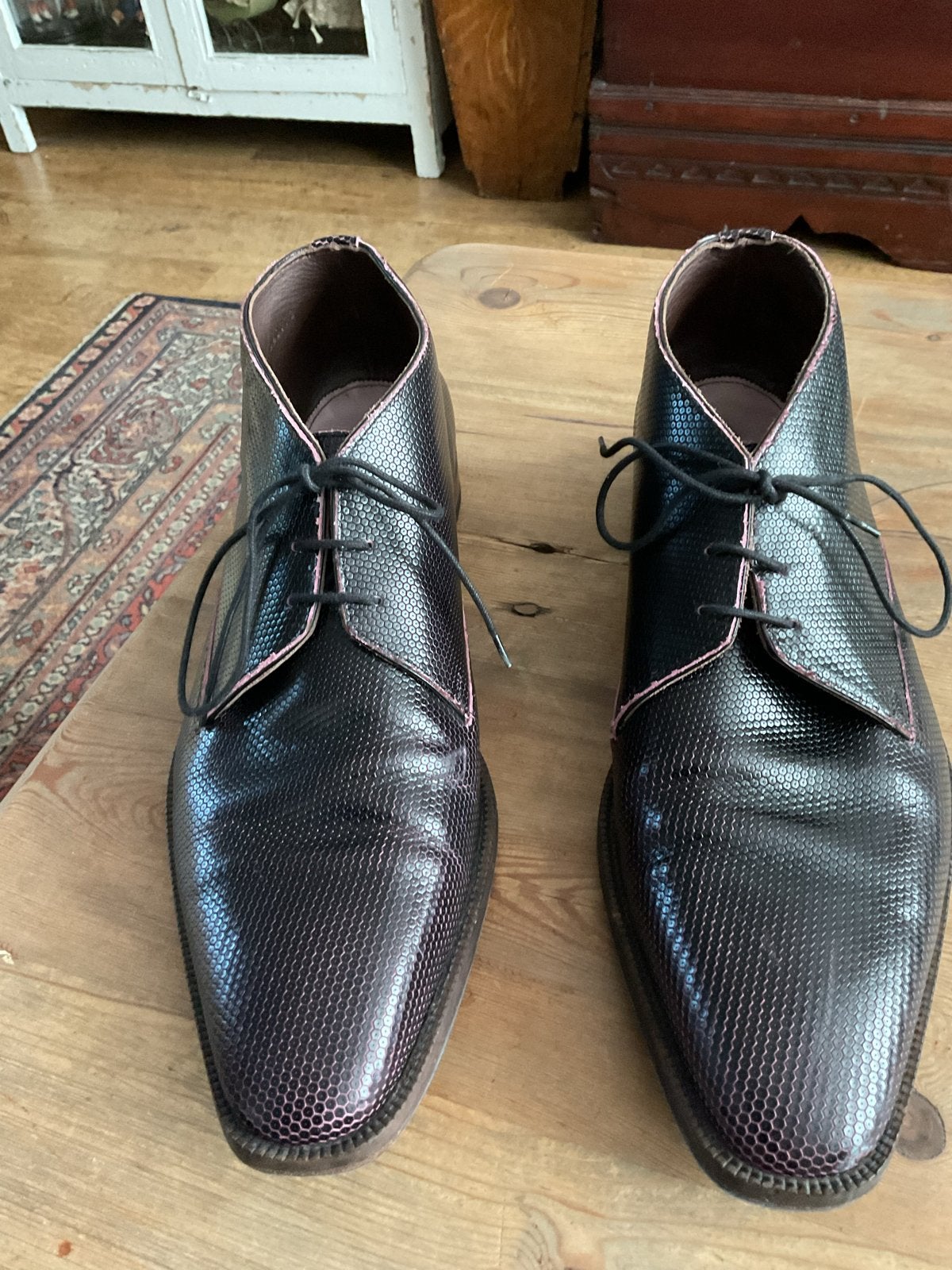 Floris van Bommel veterschoenen -aubergine met roze accent, Kleding | Heren, Schoenen, Ophalen of Verzenden, Gedragen, Zwart, Veterschoenen