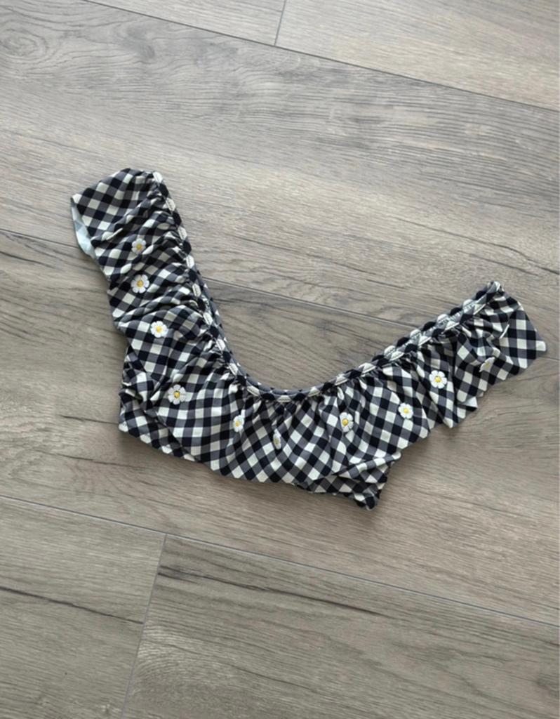Guess Bikini Top Zwart/Wit Geruit met Madeliefjes, Verzenden, Nieuw, Zwart, Badpak