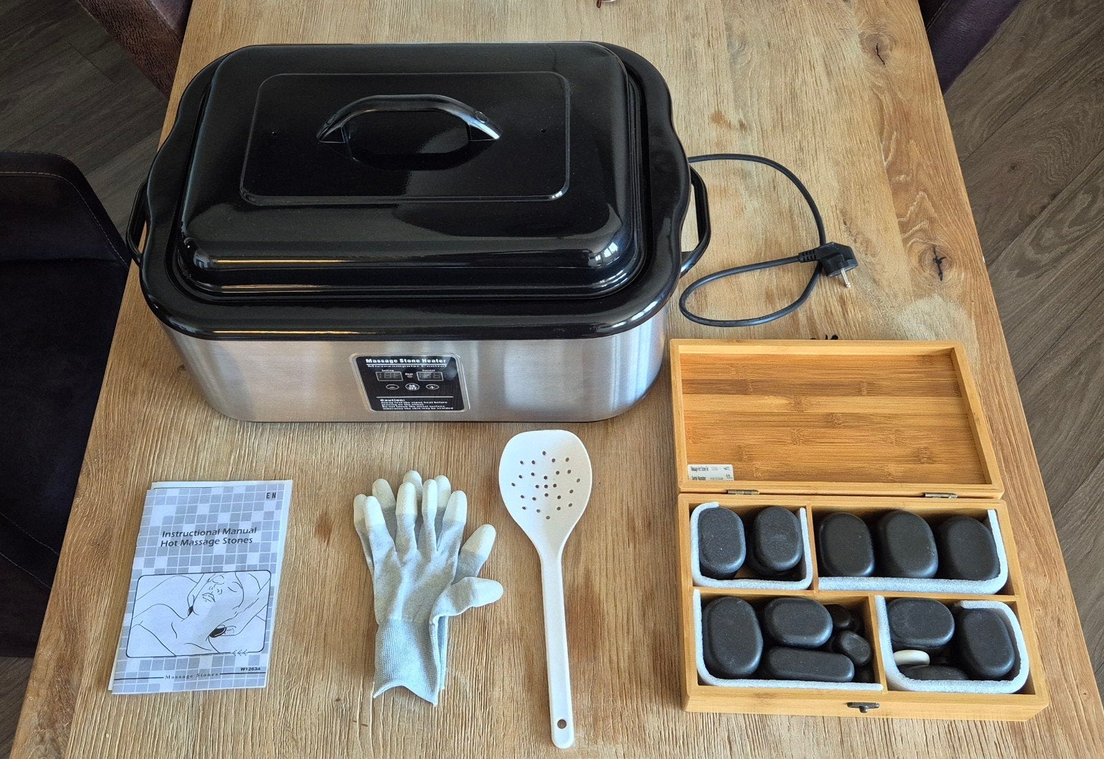 Hotstone massage set met heater en 40 stenen, Ophalen, Zo goed als nieuw, Hotstone