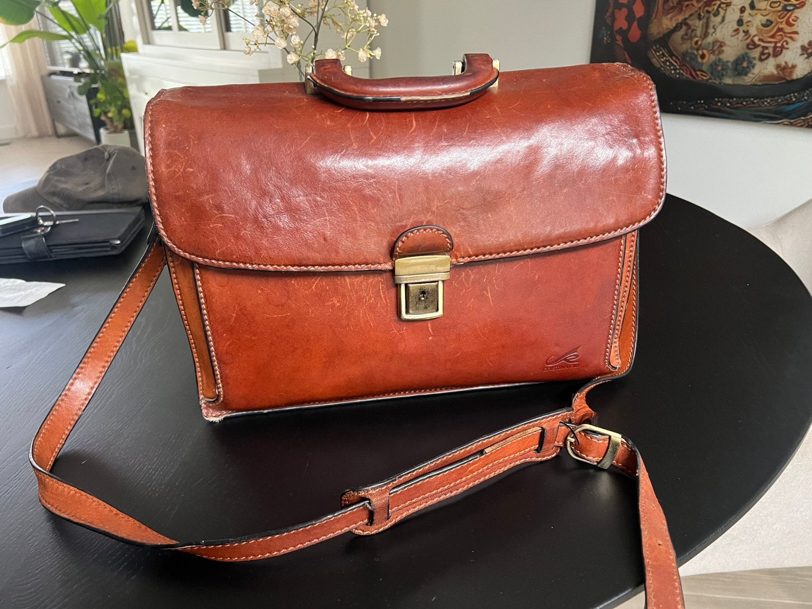 Leren laptop/akte tas aangeboden, Computers en Software, Ophalen of Verzenden, 15 inch, Zo goed als nieuw, Aktetas