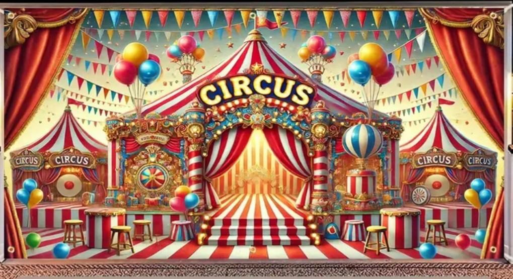 Circus decordoek 4 mtr breed lees advertentie, Ophalen of Verzenden