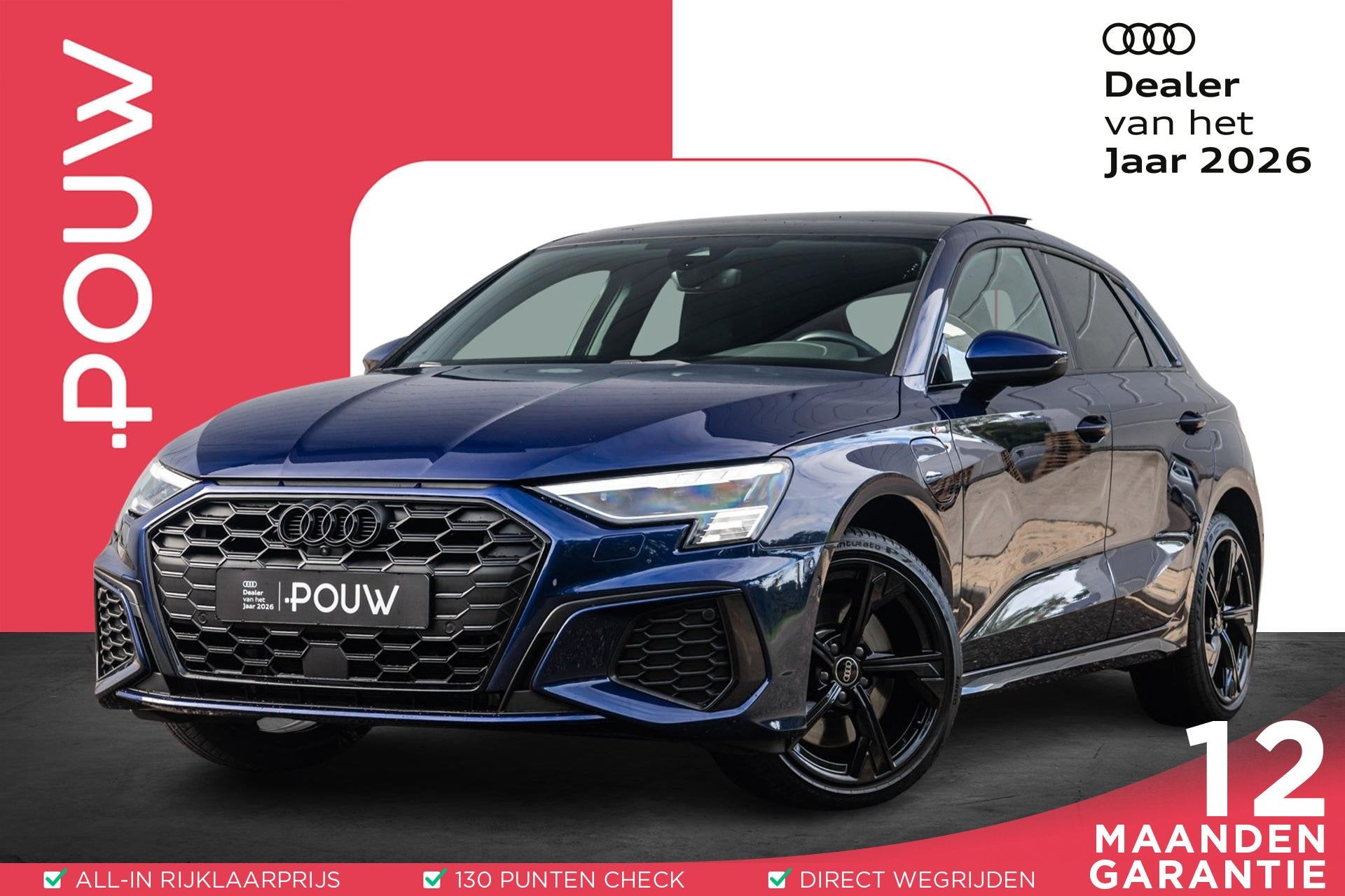 Audi A3 Sportback 45 TFSIe 245pk PHEV S Edition Competition, Auto's, Gebruikt, 4 cilinders, Blauw, Hybride Elektrisch/Benzine