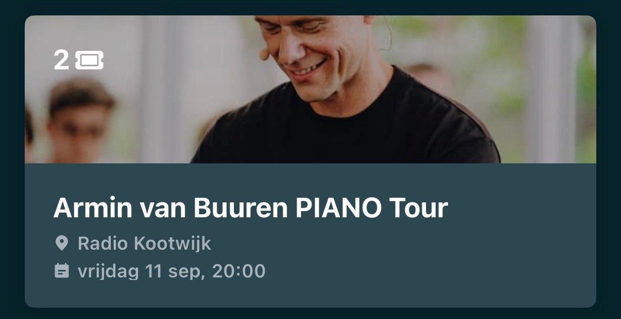 2 tickets Armin van Buuren PIANO Radio Kootwijk 11 september, Ophalen