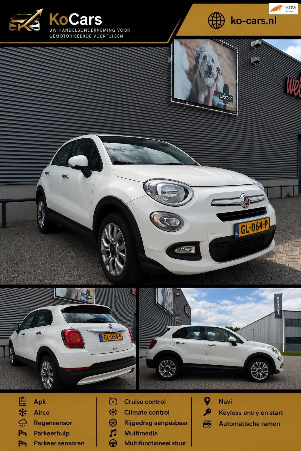 Fiat 500 X / Apk / Airco / Cruise / Navi / Keyless / Bomvoll, Auto's, Voorwielaandrijving, Gebruikt, Euro 6, 4 cilinders