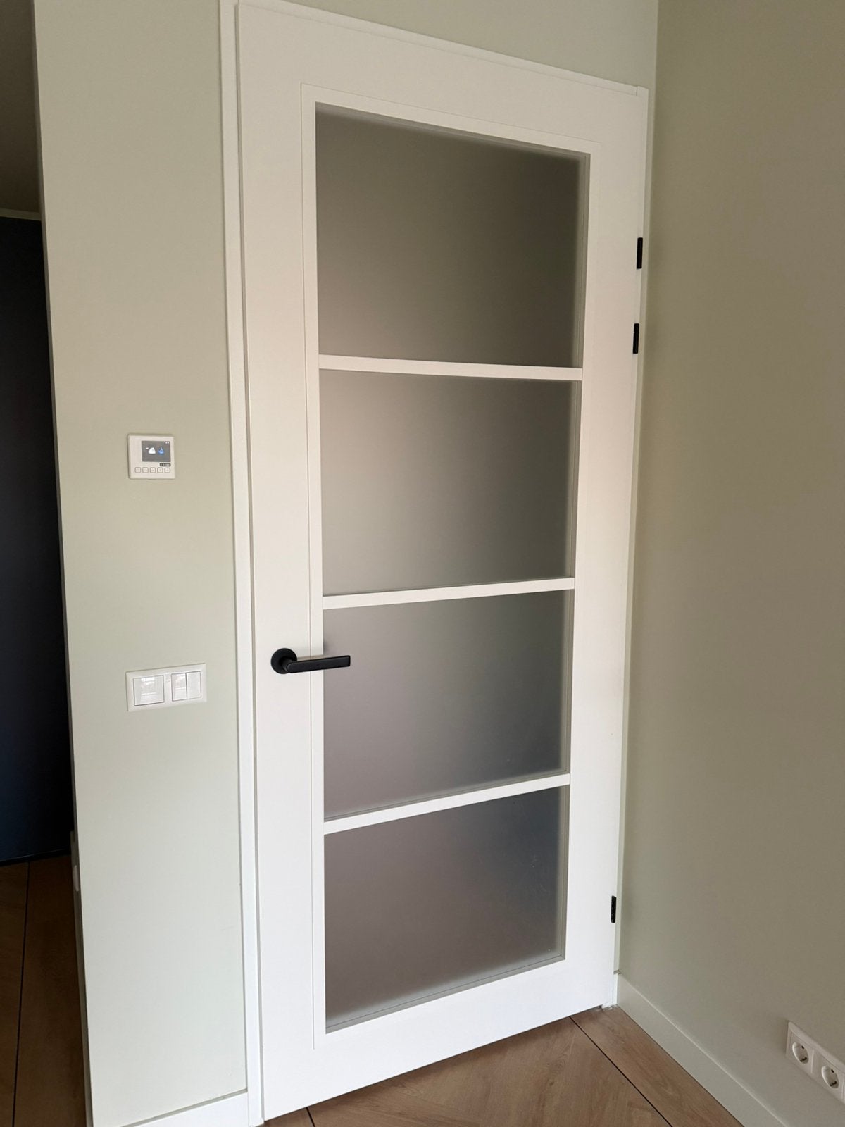 Complete Svedex Glasdeur 95x231.5 incl. Kozijn +Zwart Beslag, Ophalen, 80 tot 100 cm, 215 cm of meer, Binnendeur