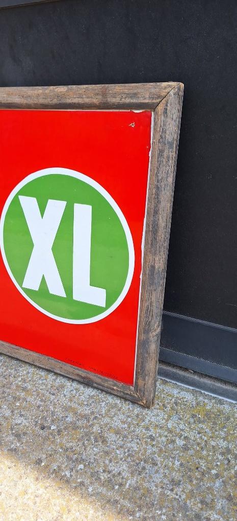 Emaille reclamebord van het Belgische biermerk Helles XL🍺, Reclamebord, Gebruikt, ., Ophalen of Verzenden