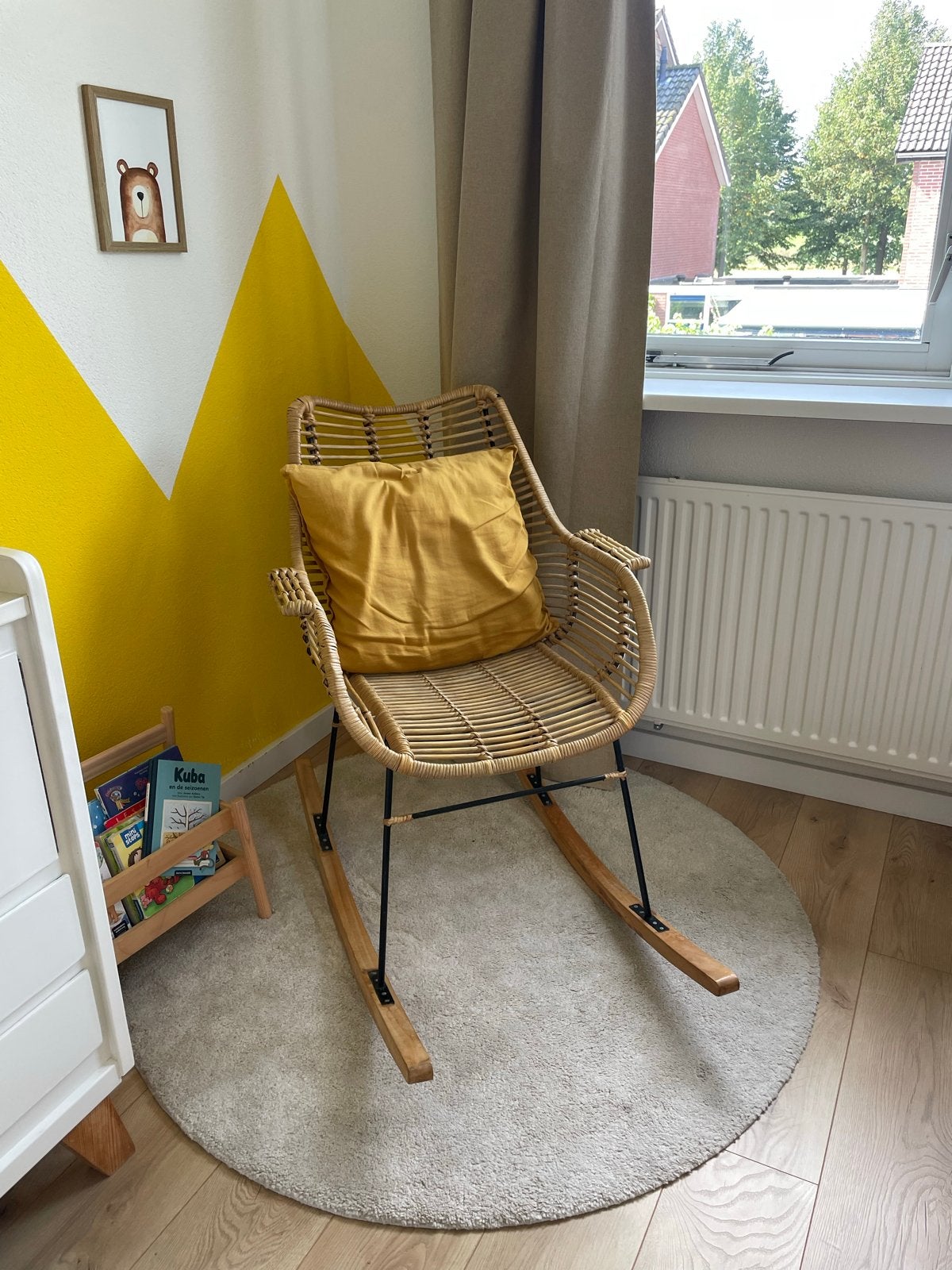 Rotan Schommelstoel baby/kinderkamer, Huis en Inrichting, Stoelen, Ophalen, Overige kleuren, Riet of Rotan, Zo goed als nieuw