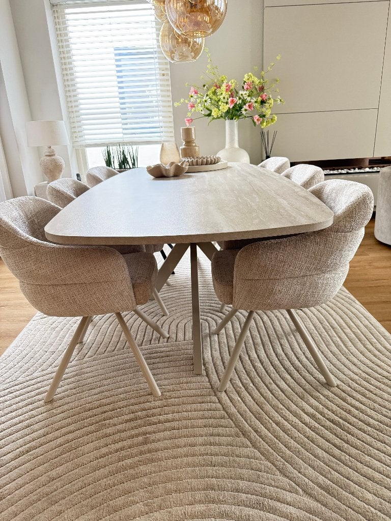 Nieuwe Deens ovale eettafel met marmer look blad, Huis en Inrichting, 50 tot 100 cm, Vijf personen of meer, Ovaal, Ophalen