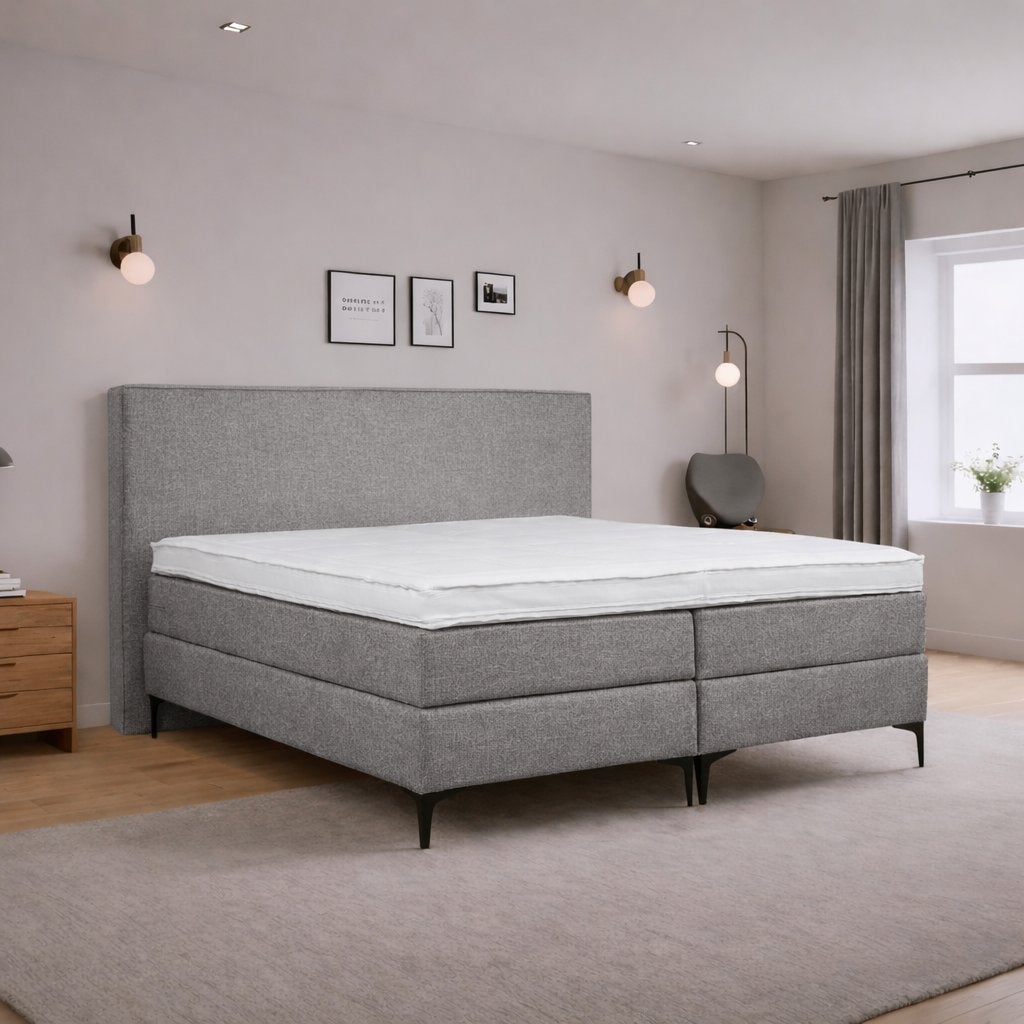 ACTIE Boxspring - Antislip - 160x200 - Hoofdbord Glad Delux, Stijlvolle boxspring geschikt voor iedere slaapkamer, Ophalen of Verzenden