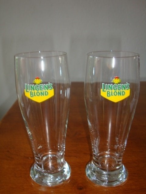 2 Bierglazen "Lingen's Blond" Nieuw, Verzamelen, Ophalen of Verzenden, Nieuw, Glas of Glazen, Overige merken