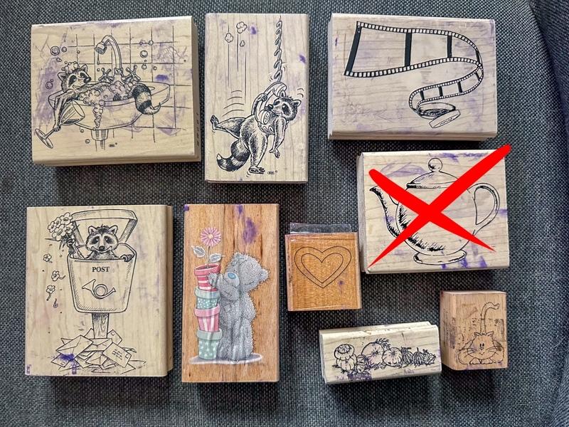 Set van 8 stempels, Ophalen of Verzenden, Gebruikt, Houten stempel