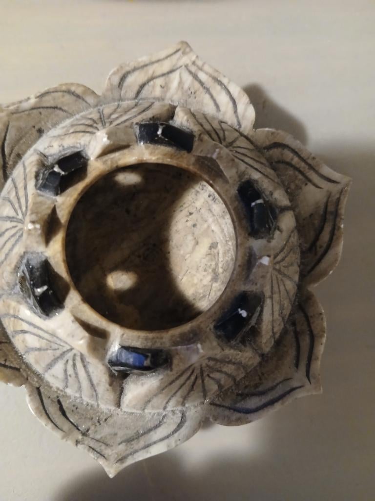 Theelichthouder Speksteen wierookhouder Lotus S, Huis en Inrichting, Woonaccessoires | Kandelaars en Kaarsen, Overige materialen