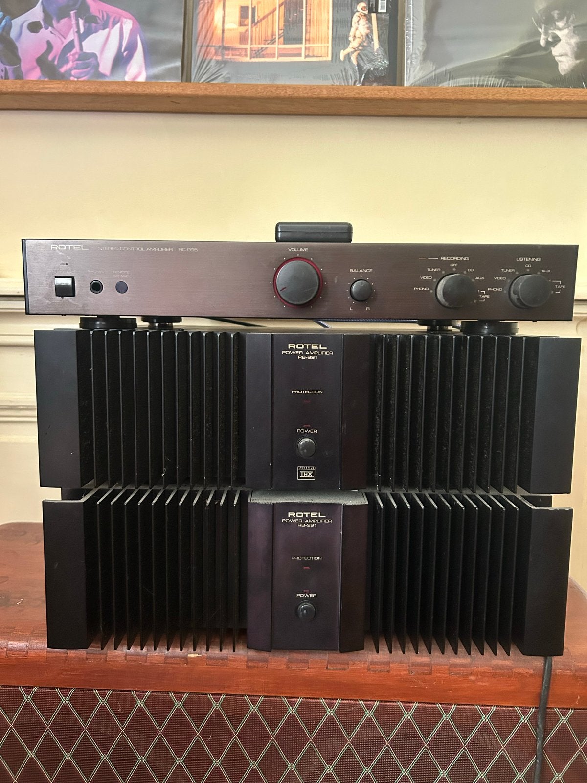 Rotel RC-995 Voorversterker & RB-991 Eindversterker Set, Zo goed als nieuw, 120 watt of meer, Stereo, Ophalen