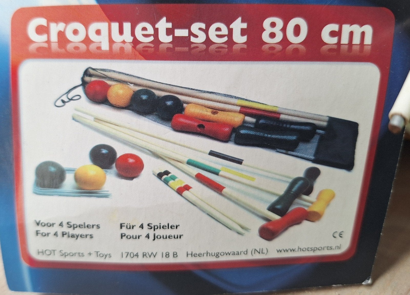 Houten croquet spel 80 cm, Drie of vier spelers, Ophalen of Verzenden, Gebruikt