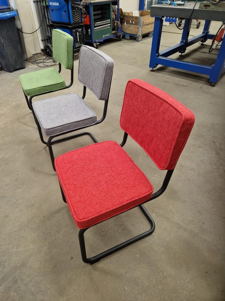 Stoffen eetkamerstoelen met stalen frame - Diverse kleuren, Overige kleuren, Nieuw, Ophalen of Verzenden, Stof