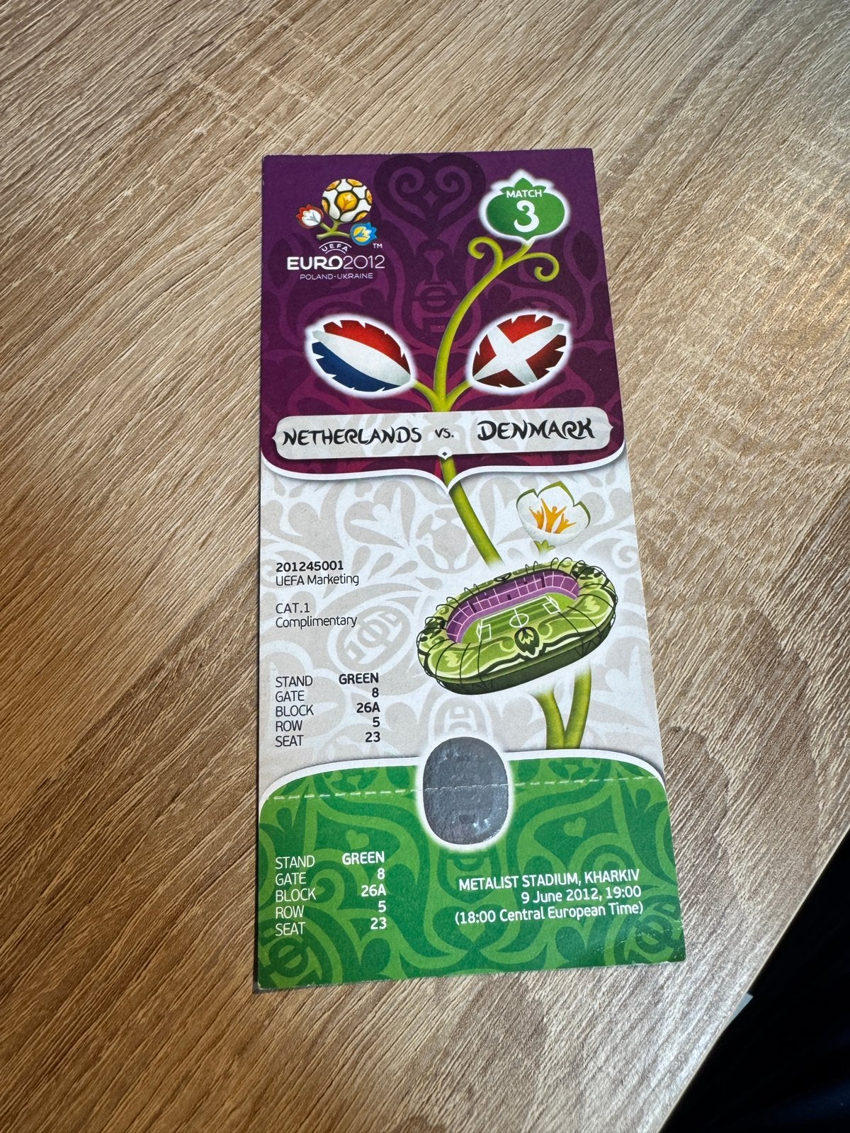 EK2012 Nederland - Denemarken Ticket, Ophalen of Verzenden, Gebruikt, Overige binnenlandse clubs