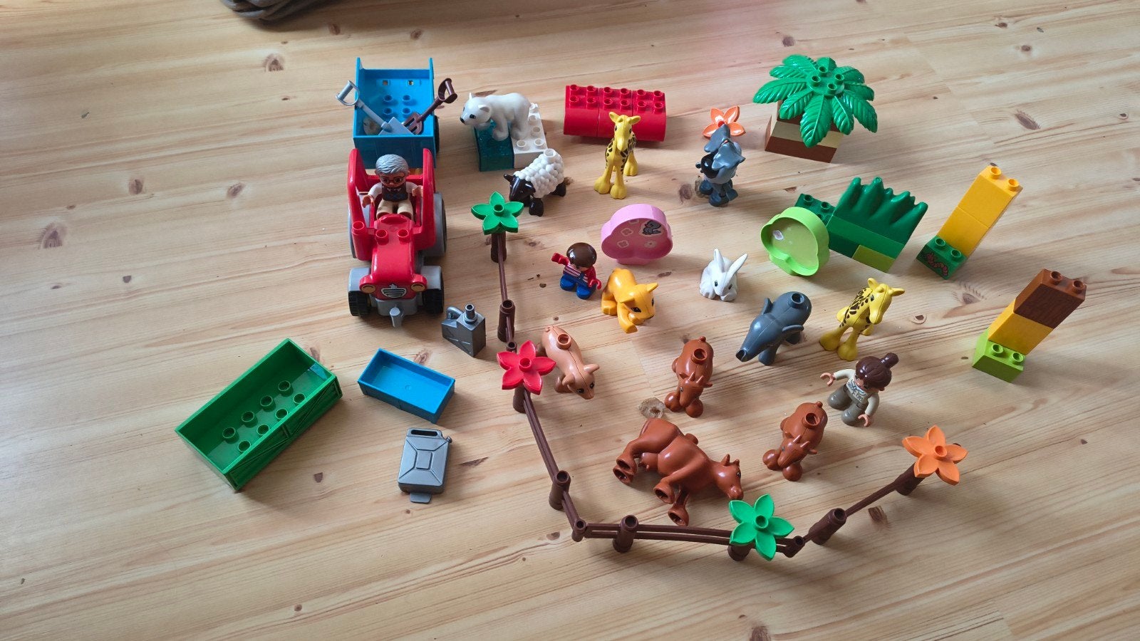 Duplo tractor, boerderij dieren, dierentuin en Woezel, Kinderen en Baby's, Ophalen of Verzenden, Zo goed als nieuw, Duplo