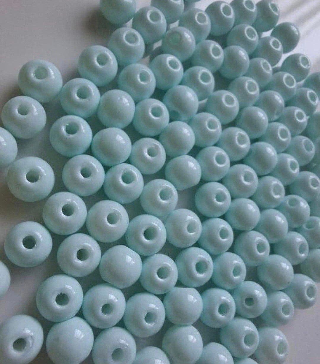 100 stuks 6 mm glaskralen blauw lichtblauw kralen partij, Kraal, -, -, Nieuw