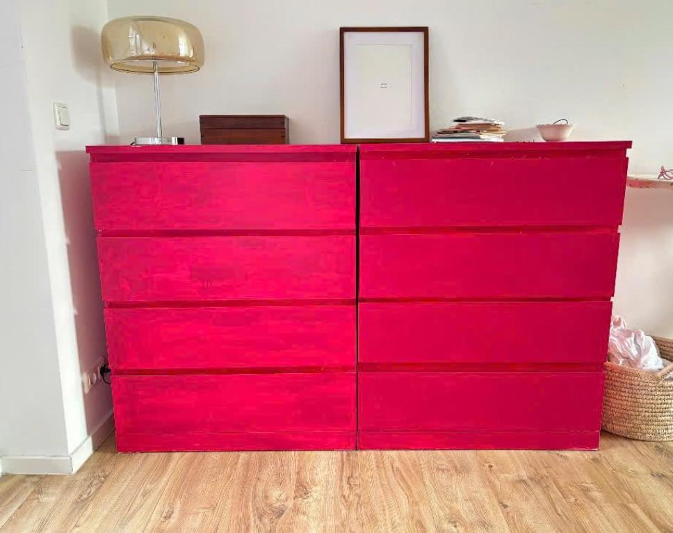 Ikea Malm 4 ladekast rood, Huis en Inrichting, Kasten | Ladekasten, Kunststof, 5 laden of meer, 150 tot 200 cm, Ikea malm