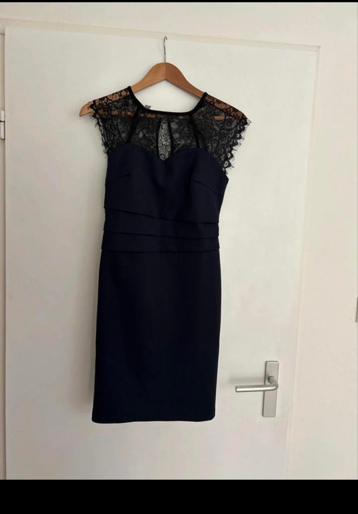 Body flirt boutique jurk blauw met kant, Maat 38/40 (M), Blauw, Ophalen of Verzenden, Knielengte
