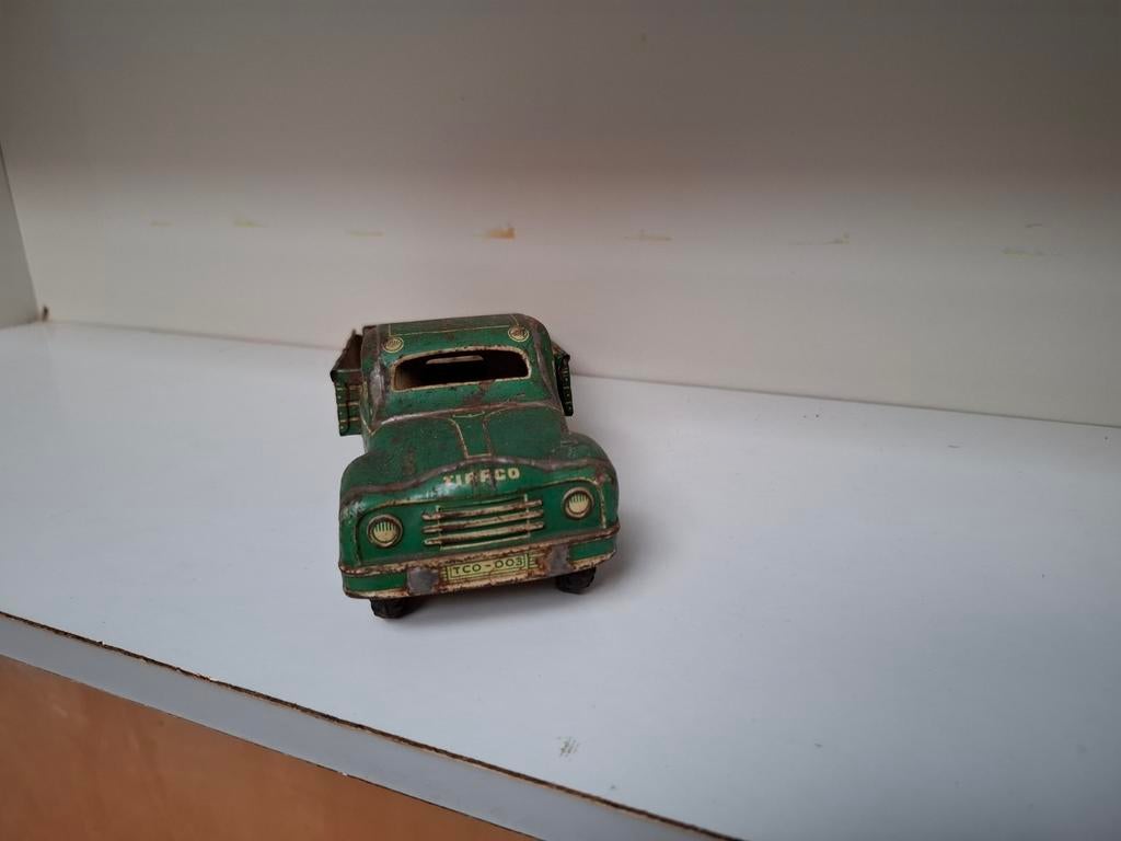 Vintage Tippco Blikken Vrachtwagen - Groen Speelgoed, Antiek en Kunst, Ophalen of Verzenden