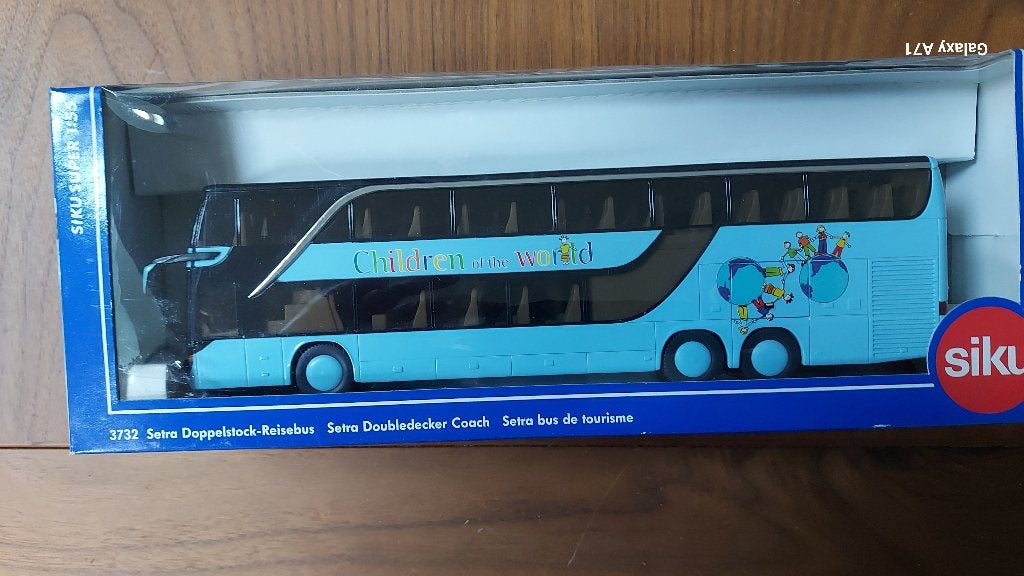 Siku 3732 Setra dubbeldekker - lichtblauw, Ophalen of Verzenden, Zo goed als nieuw, Bus of Vrachtwagen, SIKU