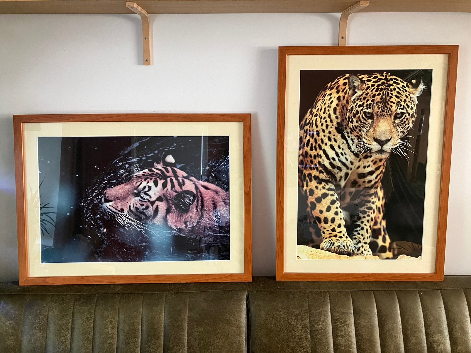 Massief houten grote fotolijsten panter tijger 70x50, Ophalen of Verzenden