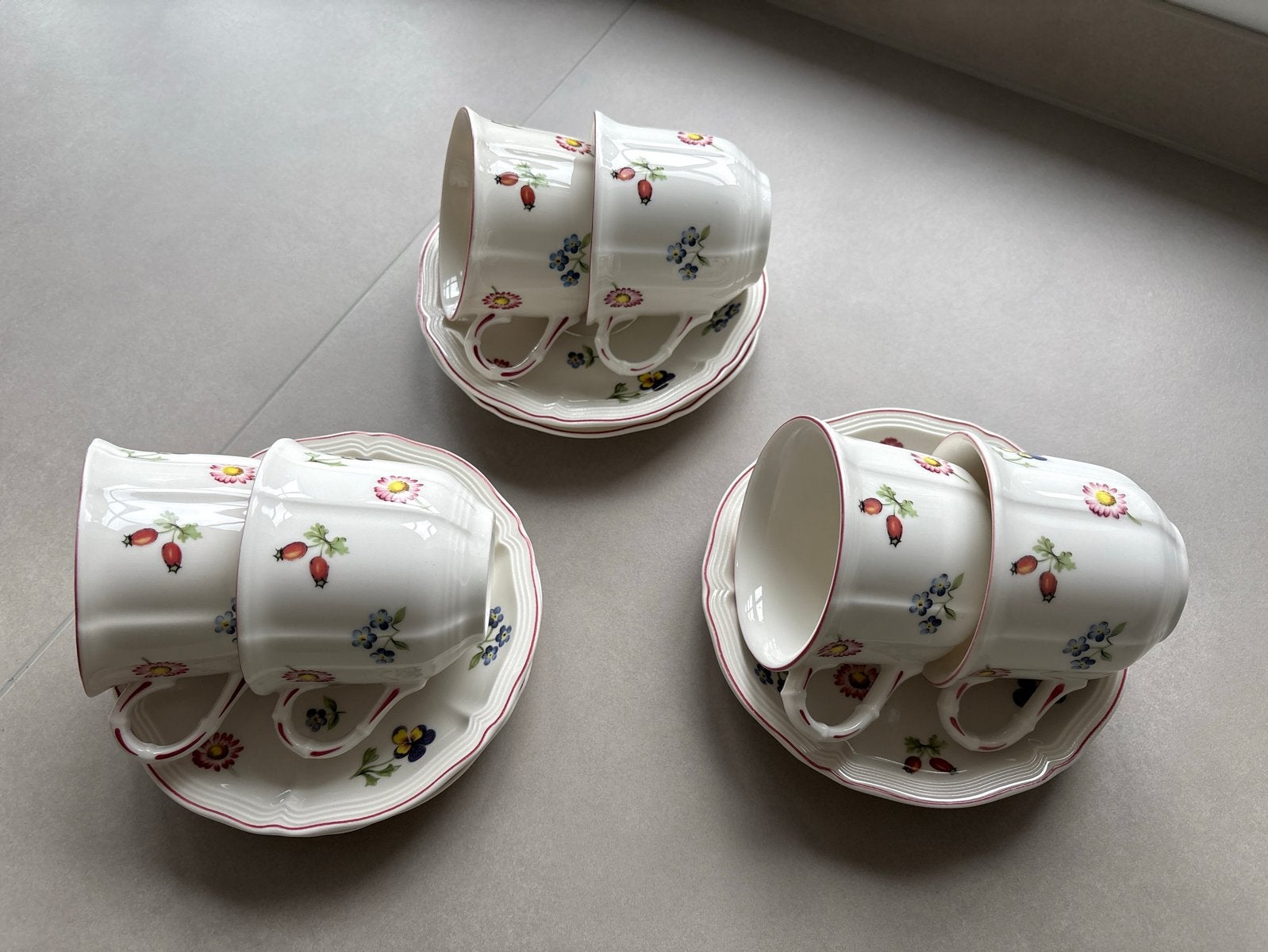 Villeroy & Boch Petit Fleur Kop en Schotel 6x, Ophalen