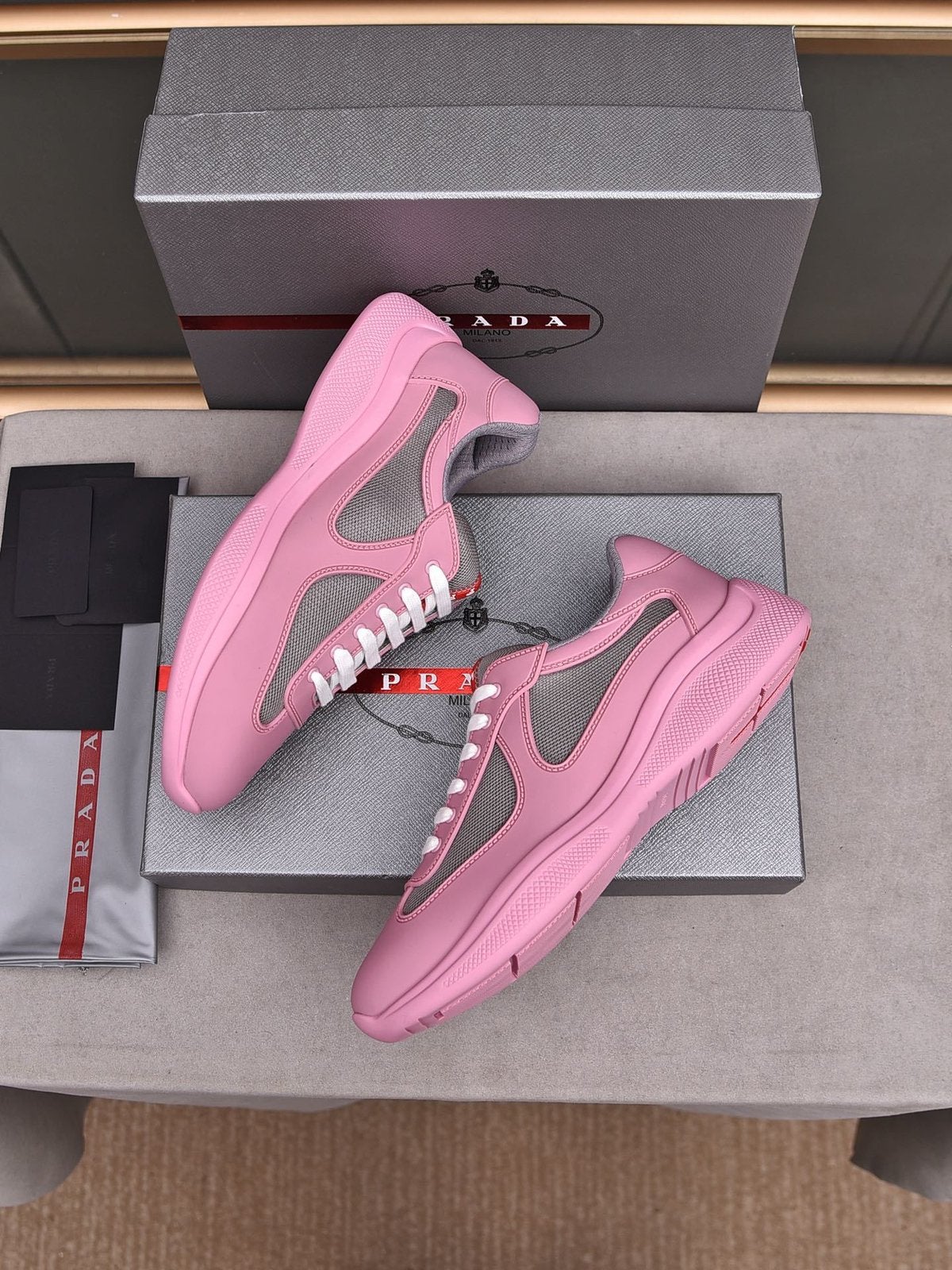 Prada American Cup Sneakers maat 35-48 roze wit zwart blauw, Verzenden, Blauw, Sneakers of Gympen, Zo goed als nieuw