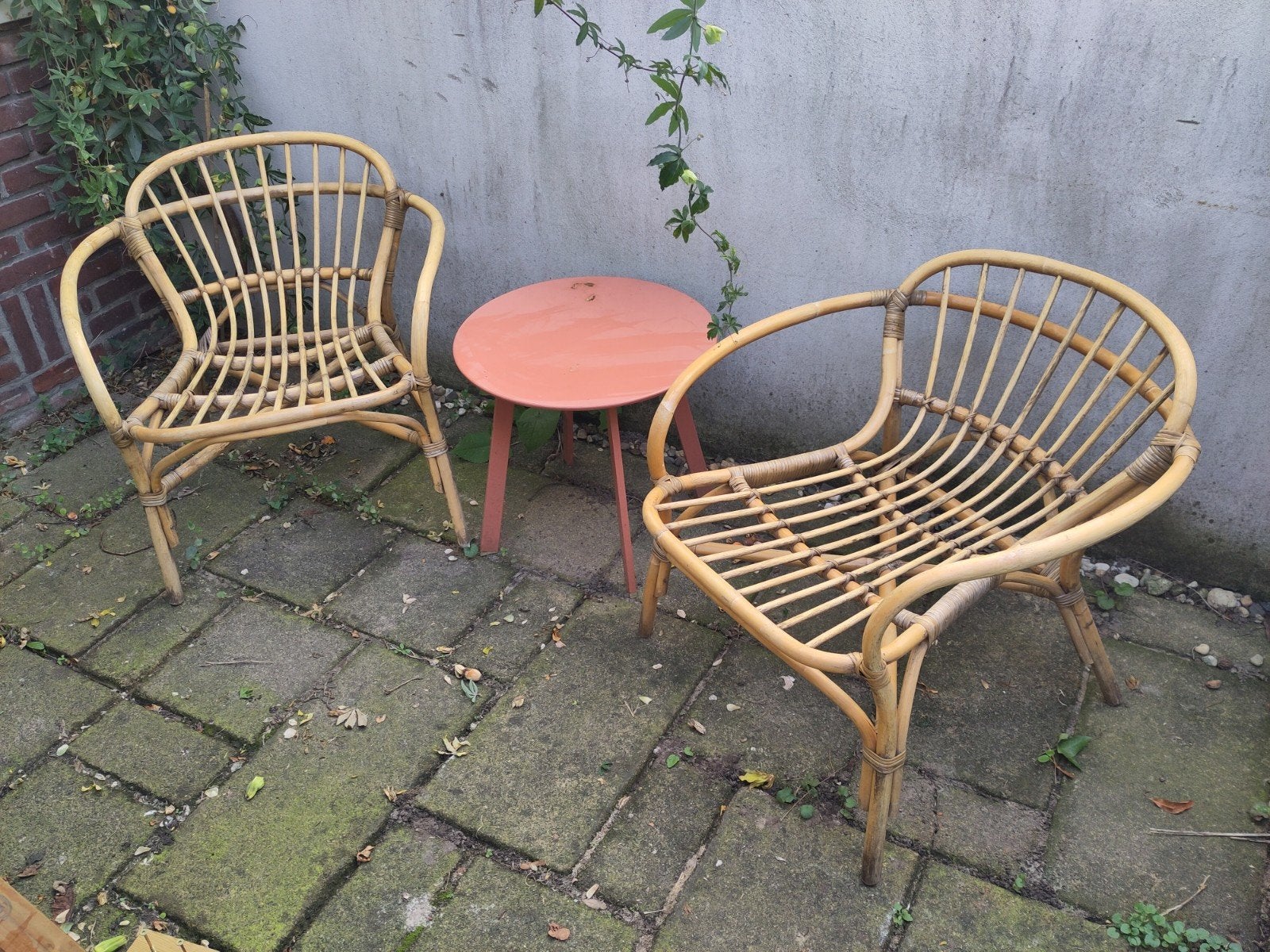 Rotan bamboe stoelen vintage Ikea Albacken, Tuin en Terras, Ophalen, Gebruikt, Stoel, 2 zitplaatsen