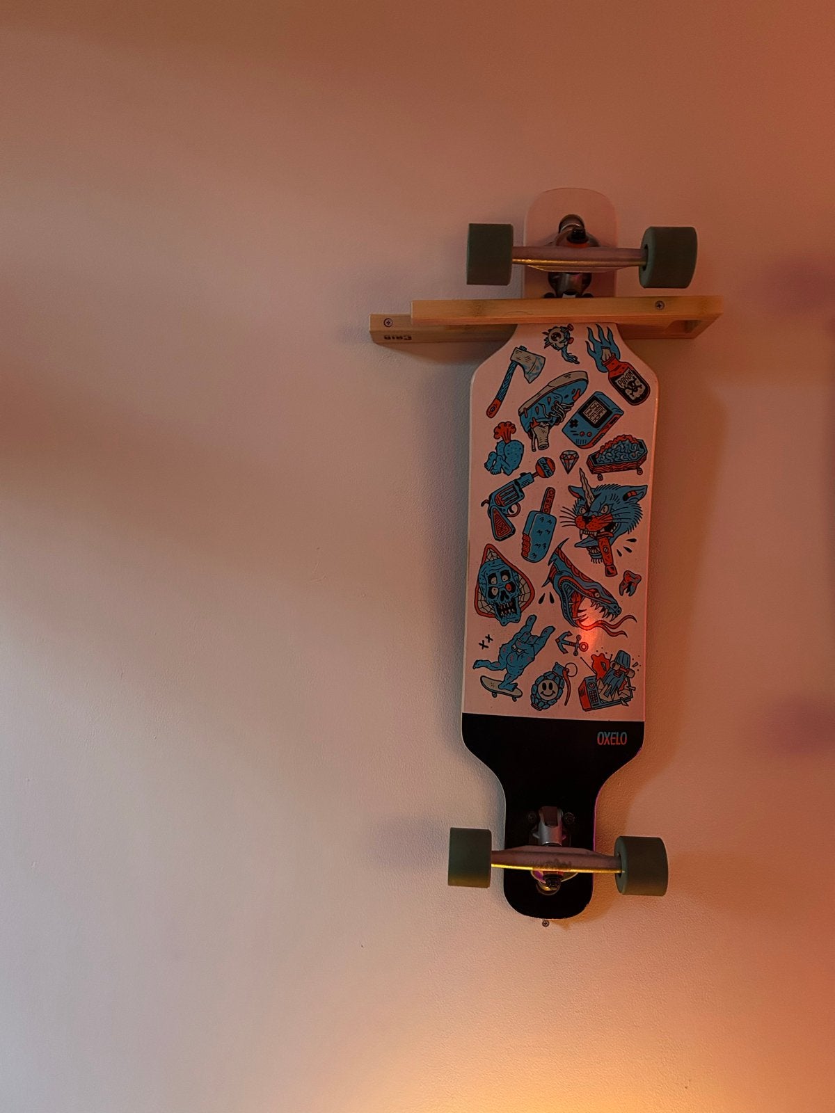 Oxelo Longboard met wandhouder, Ophalen, Gebruikt, Skateboard, Longboard