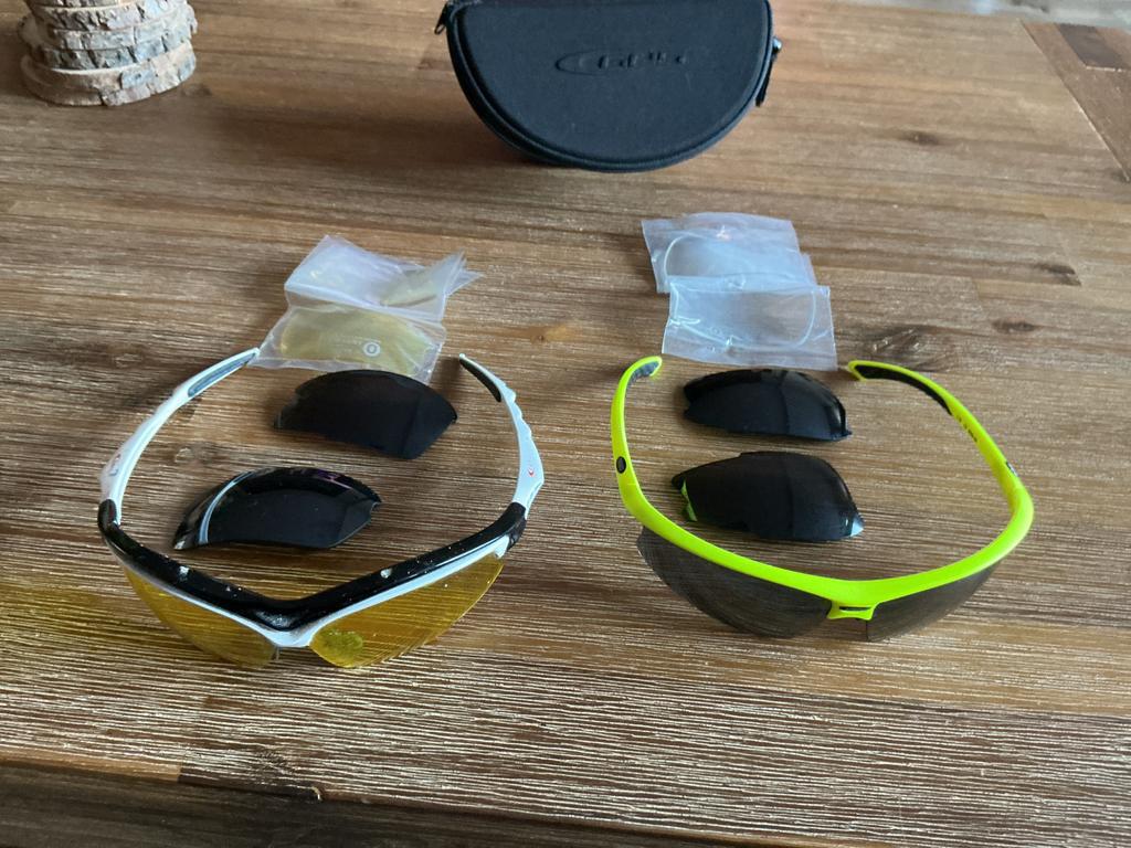 2 Mountainbike brillen heren met extra glazen en brillentas, Overige merken, Gebruikt, Zonnebril, Overige kleuren