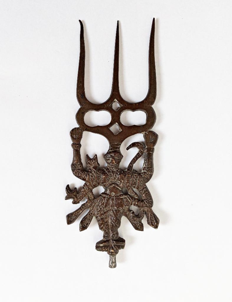 Bronzen Trishula met Shiva Noord India volkskunst Hindoeisme, Verzenden