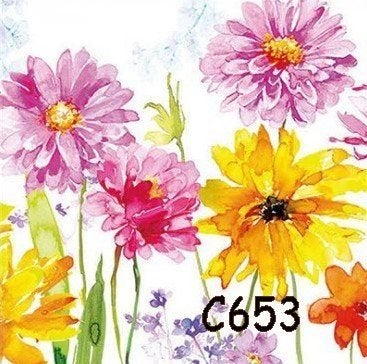 Servetten decoupage/bullet journal – veldbloemen C653, Verzenden, Nieuw
