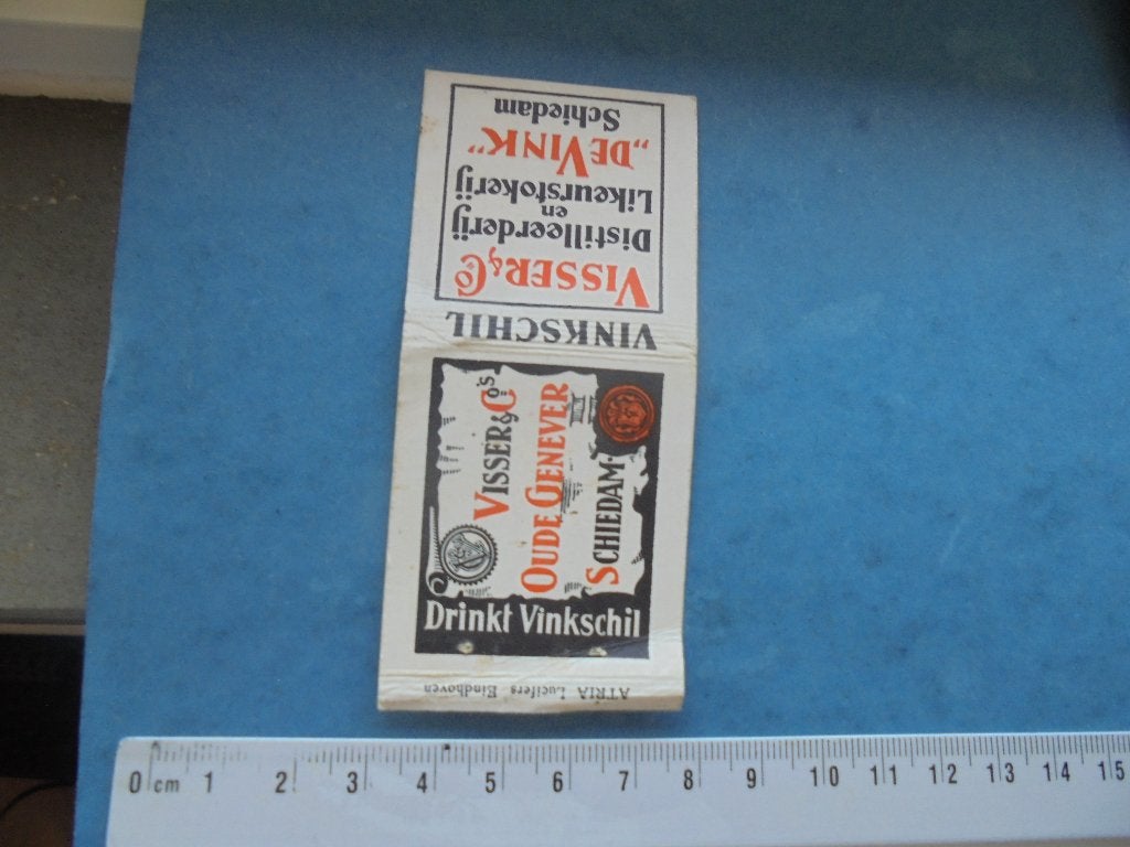 Oud lucifermerk Distilleerderij DeVink SCHIEDAM Visser & Co., Verzamelen, Ophalen of Verzenden, Zo goed als nieuw, Luciferdoosjes of -merken
