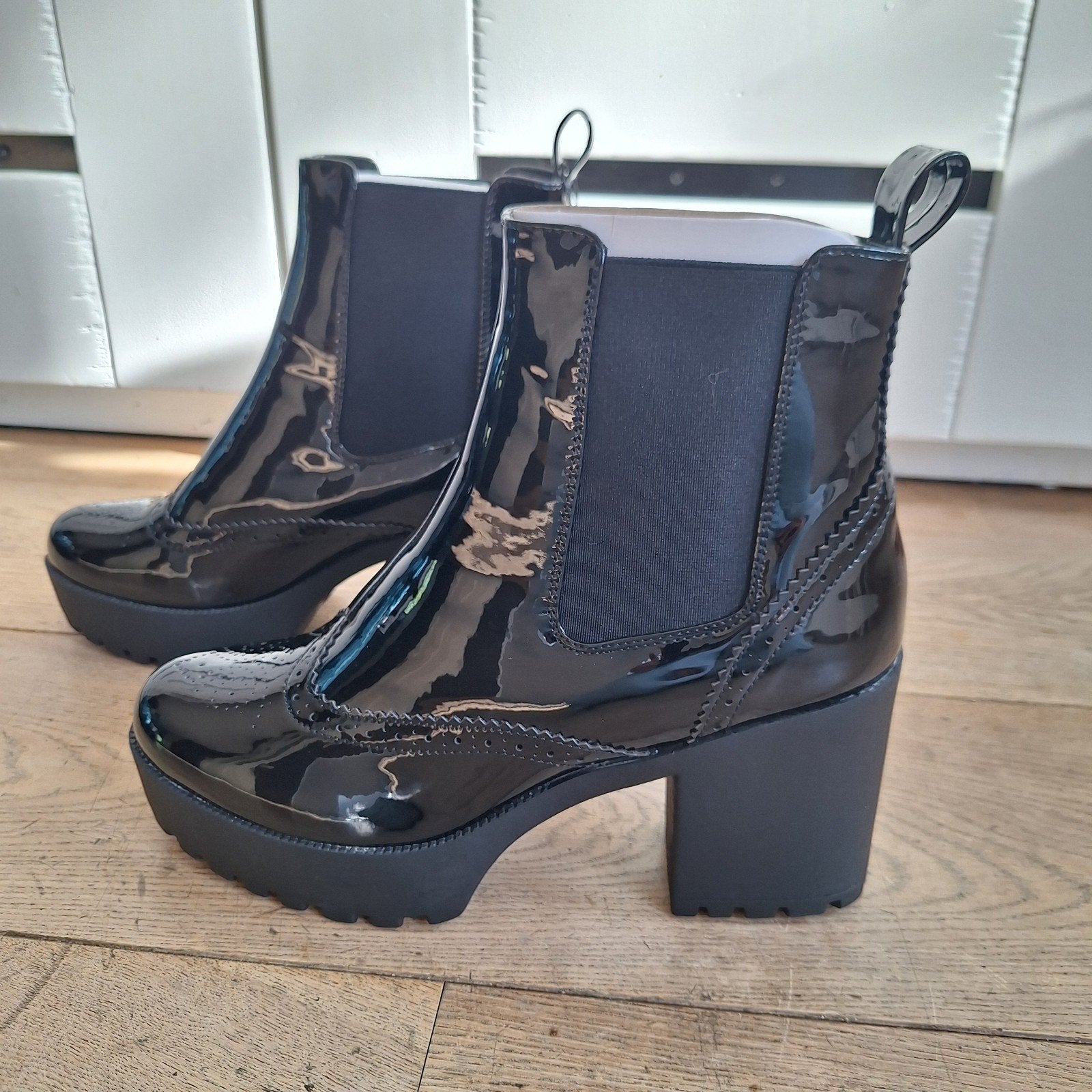 Nieuwe enkellaarzen lak zwart Even&Odd maat 43, Zwart, Lage of Enkellaarzen, Nieuw, Ophalen of Verzenden