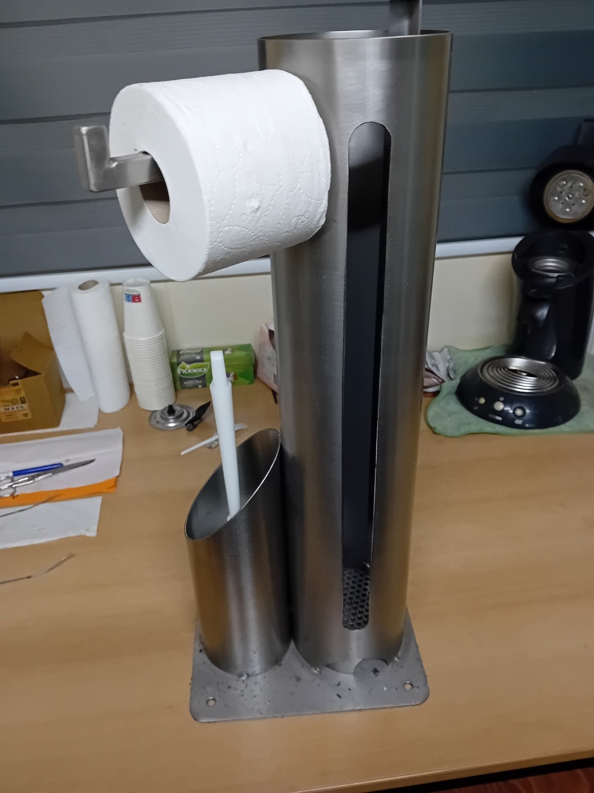 RVS  vandalismebestendige Toiletrolhouder met Borstelhouder, Ophalen, Nieuw, Rvs, Toilet