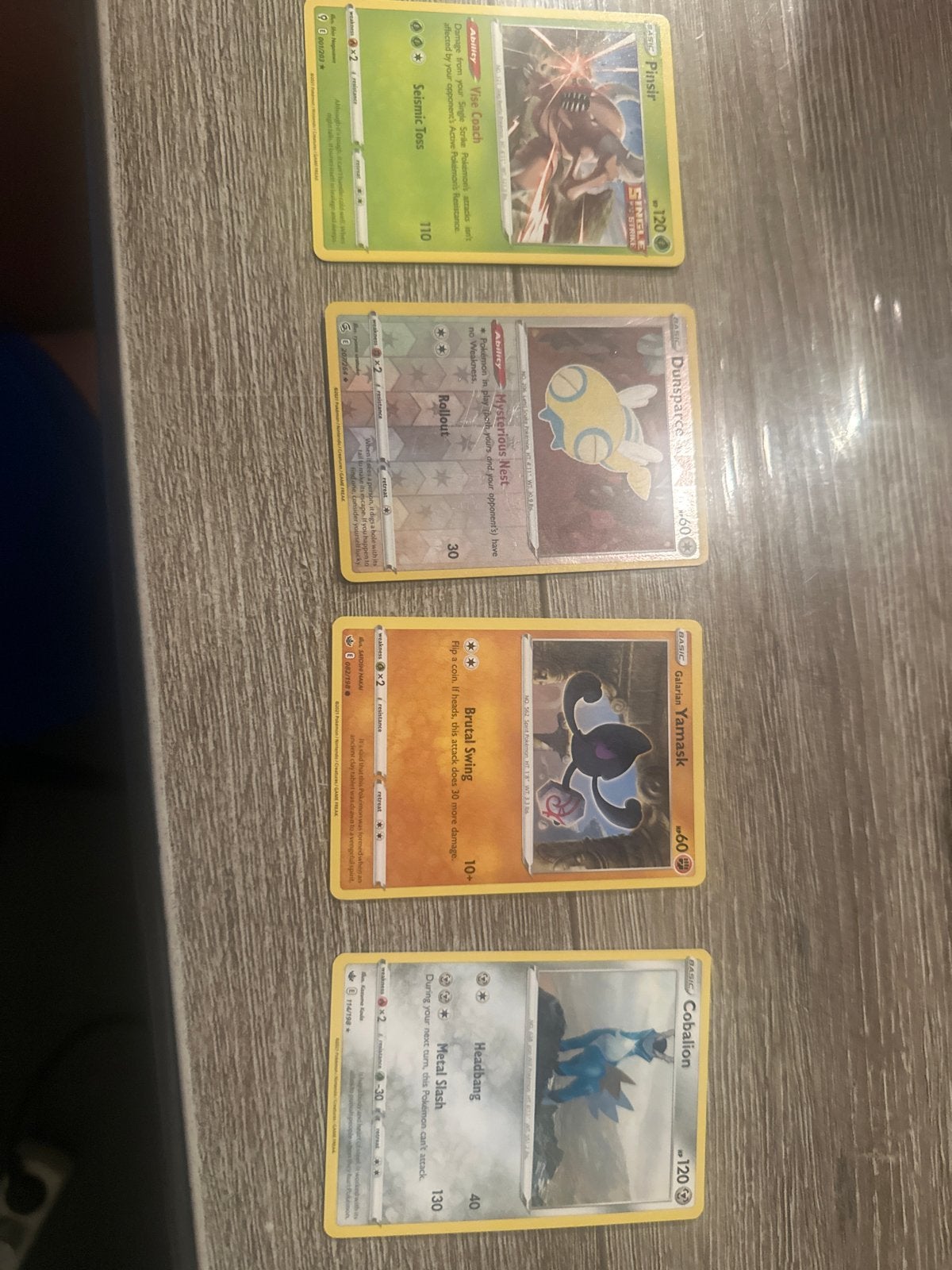 Pokémon Kaarten Set: Pinsir, Dunsparce, Yamask, Cobalion, Ophalen of Verzenden, Gebruikt, Meerdere kaarten