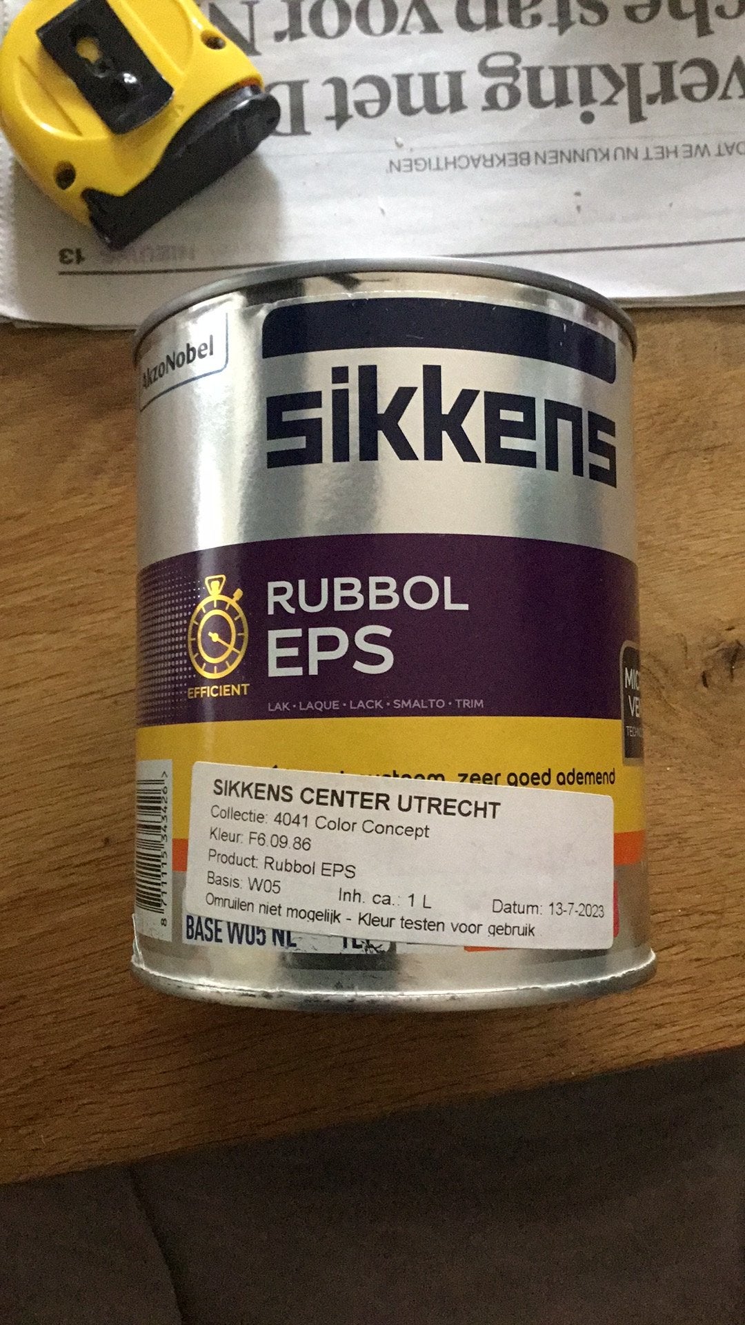 Sikkens rubbol eps steenkleur F60986 1 liter nieuw, Overige kleuren, Nieuw, Ophalen of Verzenden, Verf