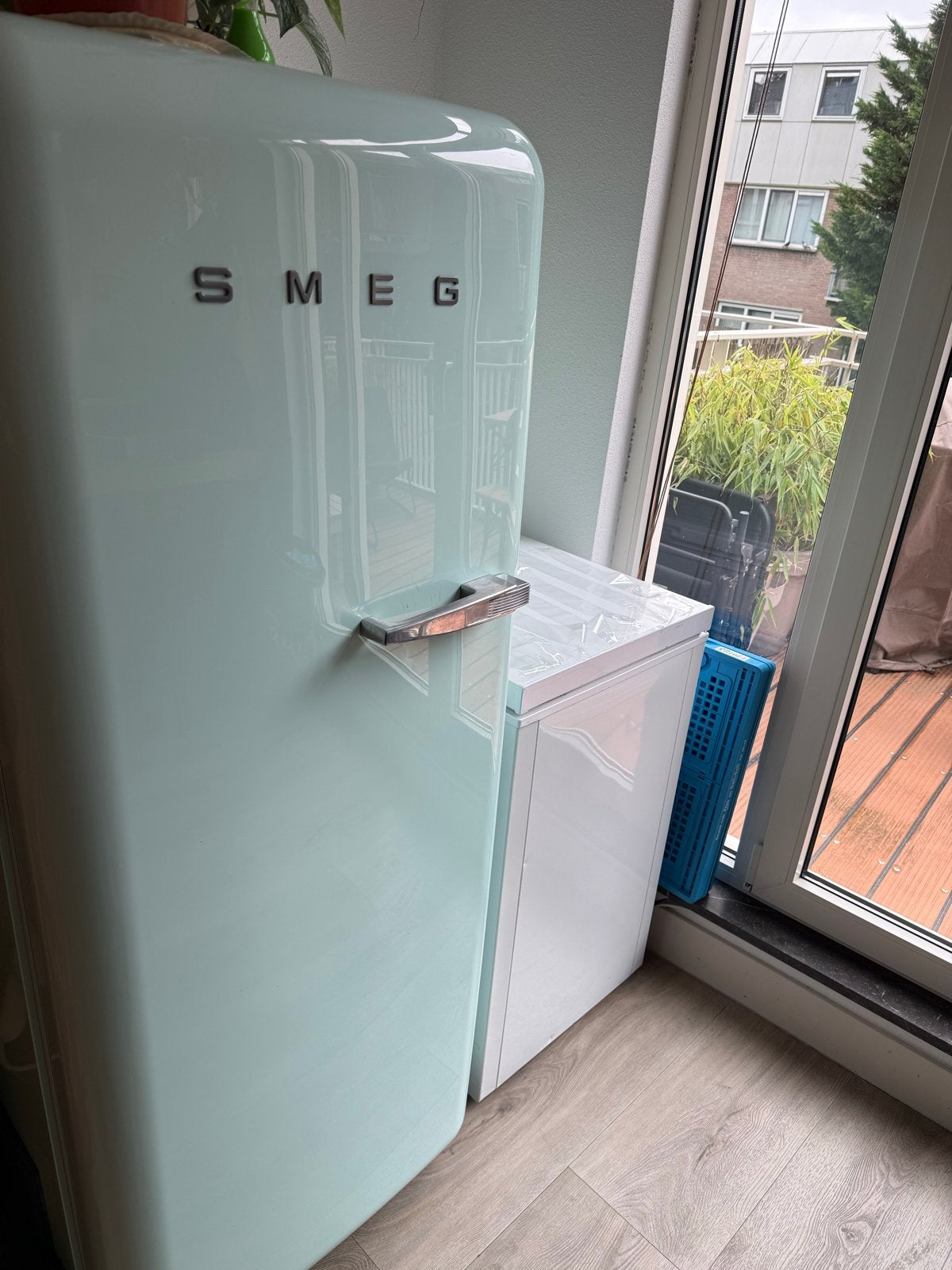 Mintgroene SMEG koelkast met vriesvak - perfecte staat!, Ophalen, Gebruikt, 200 liter of meer, 160 cm of meer