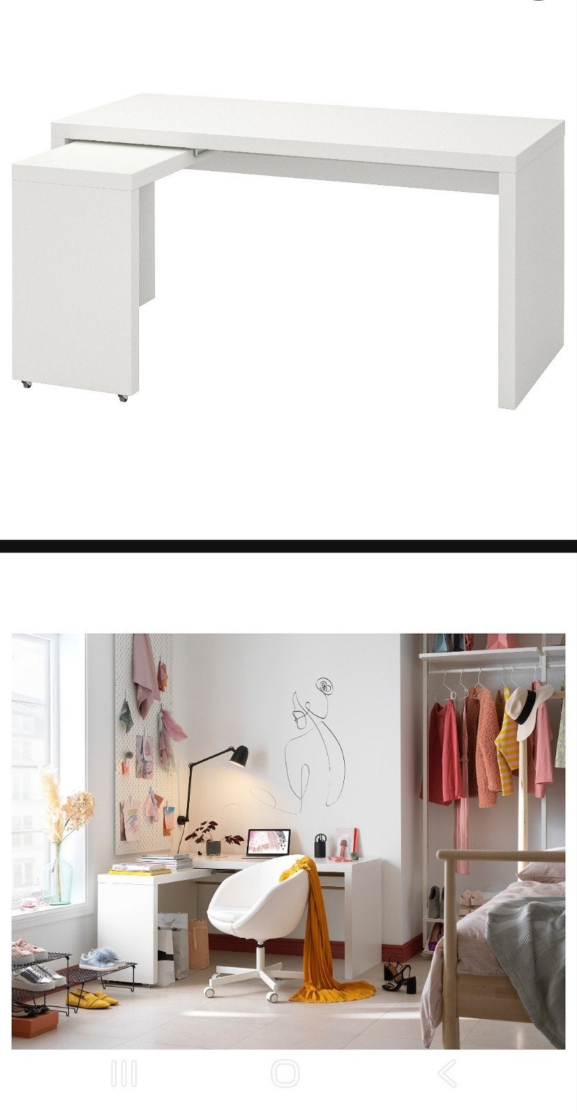 malm bureau, Ophalen, Gebruikt, Scandinavisch, 65 cm