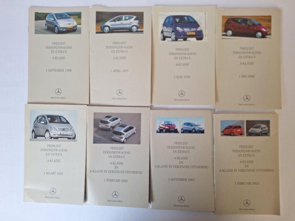 8 Mercedes prijslijsten van de A klasse W168, Ophalen of Verzenden, Zo goed als nieuw, Mercedes