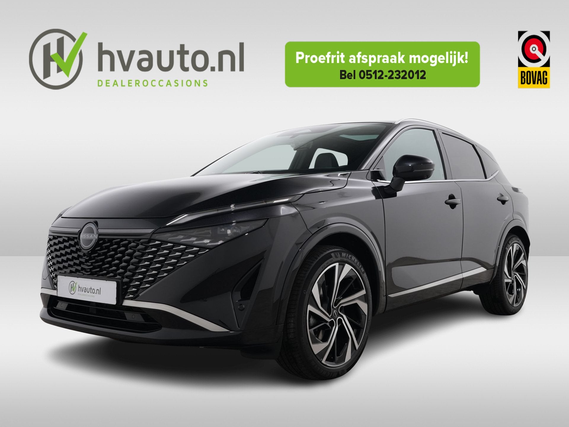 Nissan QASHQAI 1.3 MHEV 158PK XTRONIC TEKNA PLUS | Panoramad, Dealer onderhouden, 4 cilinders, Zwart, Bedrijf