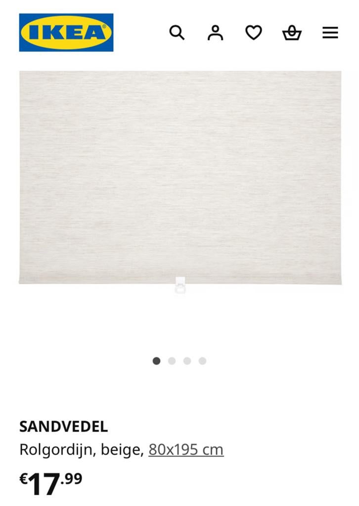 Sandvedel ikea rolgordijn 2 stuks beige, Ophalen, Beige, 50 tot 100 cm, Zo goed als nieuw