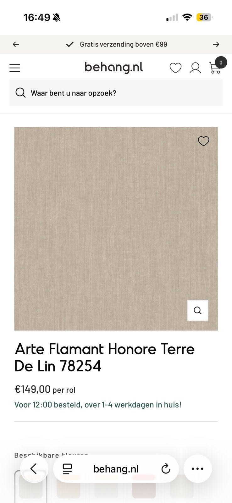 3 nieuwe rollen - Arte Flamant Honore Terre De Lin 78254, Ophalen of Verzenden