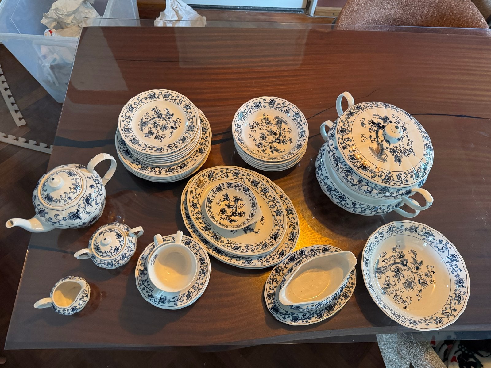 Nikko Double Phoenix servies - Blauw/Wit, Ophalen of Verzenden