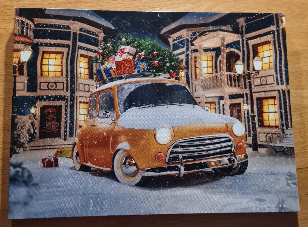 Mooi Kerst schilderij met verlichting, Ophalen of Verzenden