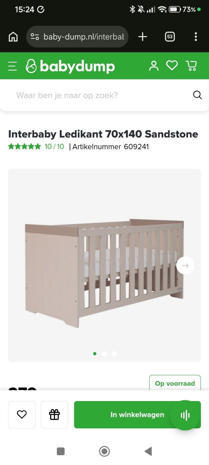 Grijs ledikant van Babydump inclusief matras., Ophalen, Zo goed als nieuw, Ledikant