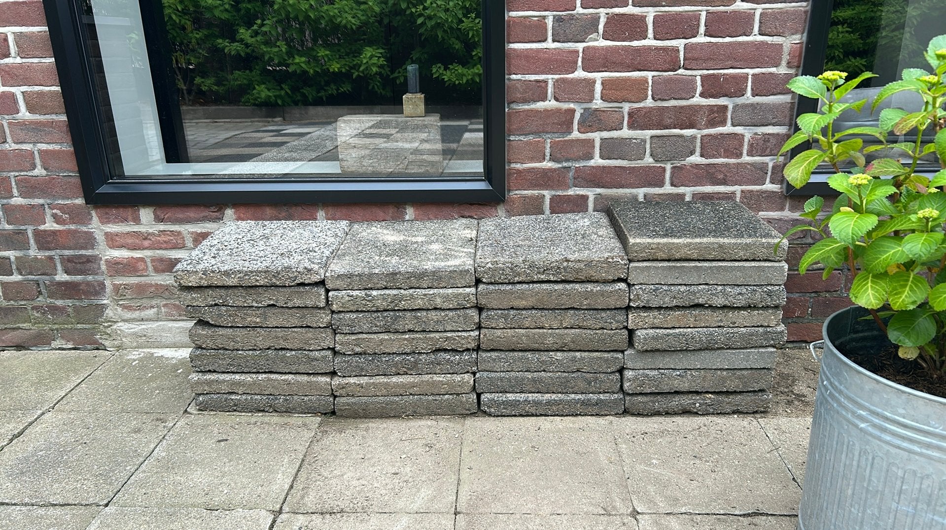 Stoeptegels grijs gemeleerd. 30x30cm, Tuin en Terras, Ophalen, Zo goed als nieuw, Beton, Terrastegels