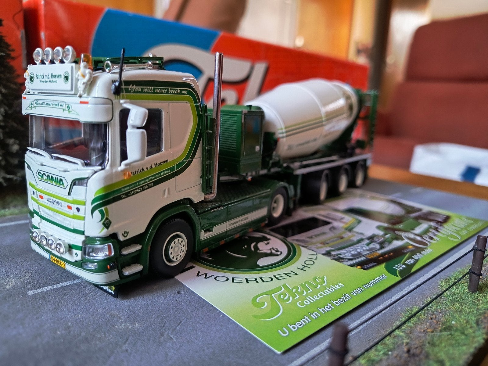 Tekno Scania Patrick Van Den Hoeven, Hobby en Vrije tijd, Ophalen of Verzenden, Zo goed als nieuw, Bus of Vrachtwagen, Tekno